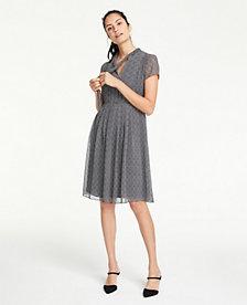Ann Taylor Herringbone Tie Neck Midi Dress