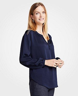 Ann Taylor Diamond Lace Inset Blouse