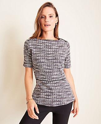 Ann Taylor Tweed Peplum Top