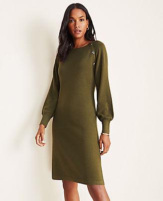 Ann Taylor Snap Trim Flare Sweater Dress