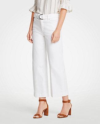 Ann Taylor Belted Wide Leg Jeans