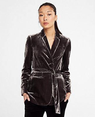 Ann Taylor Belted Velvet Blazer