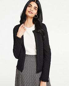 Ann Taylor Stitched Fringe Sweater Jacket