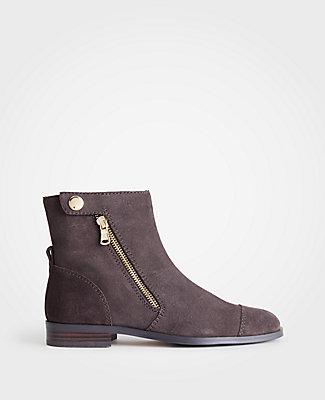 Ann Taylor Cassie Suede Moto Booties