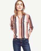 Ann Taylor Mixed Stripe Camp Popover