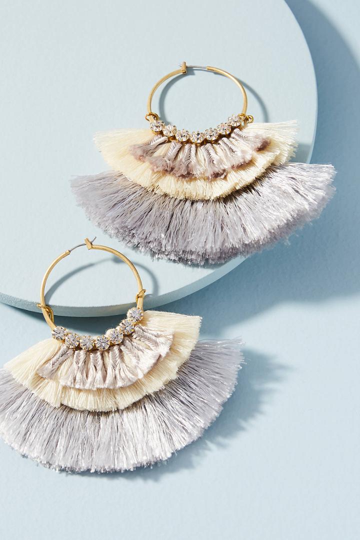 Serefina Colorblocked Fringe Hoop Earrings