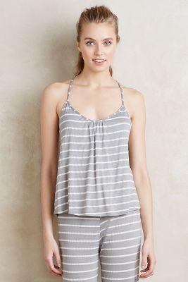 Eberjey Striped T-back Cami Dark Grey