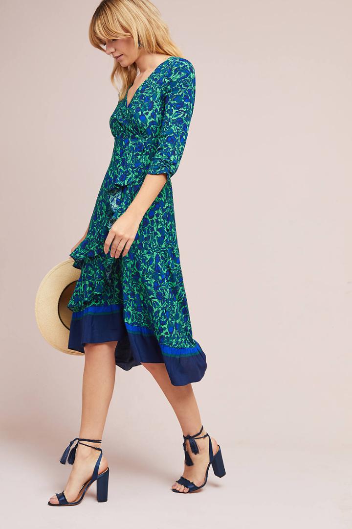 Maeve Floral Ruched Wrap Dress