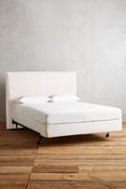 Anthropologie Basketweave Linen Carlier Slipcover Headboard