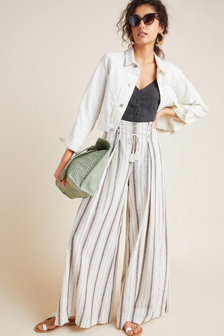 Anthropologie Chiara Corseted Wide-leg Pants