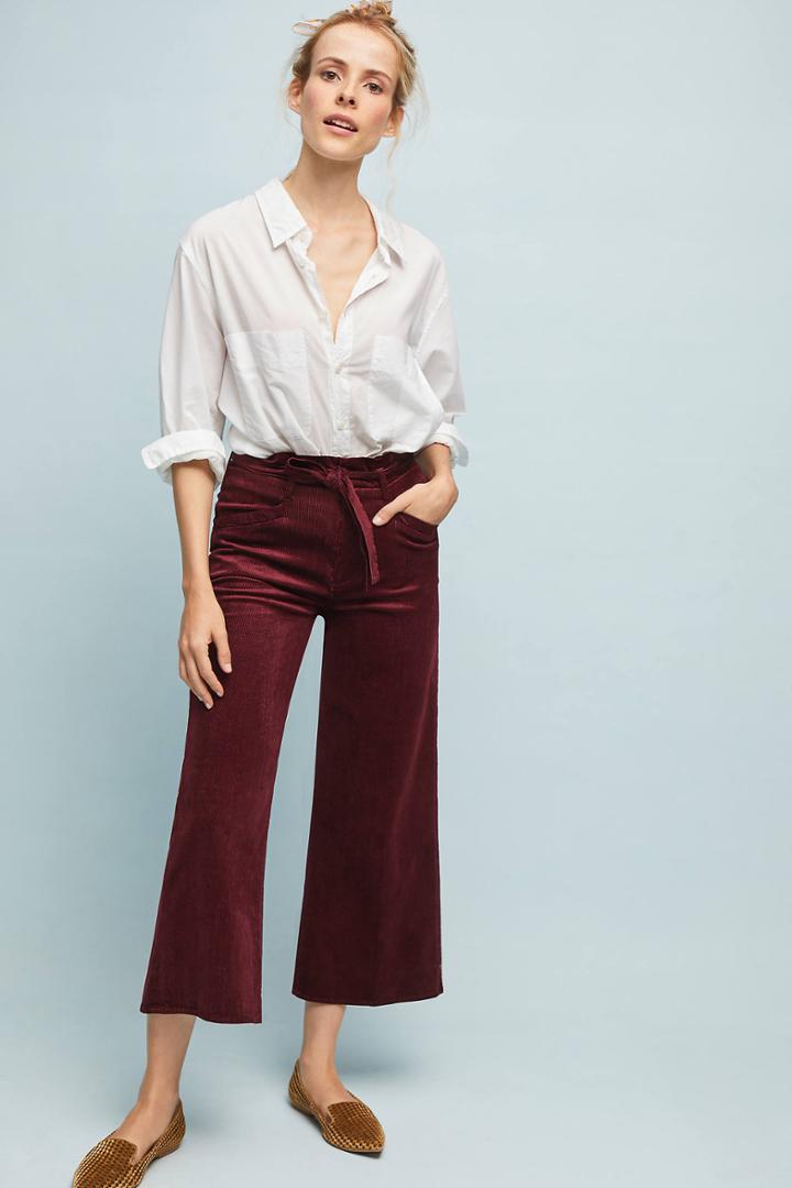 Paige Sutton High-rise Corduroy Cropped Wide-leg Jeans