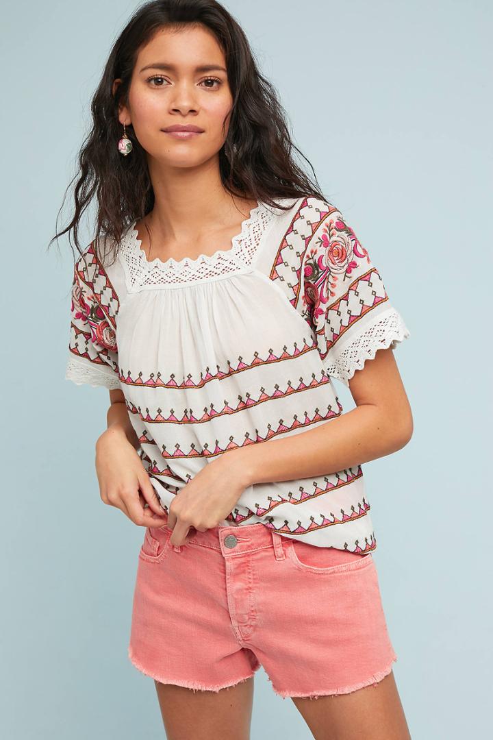 Maeve Kenitra Embroidered Blouse
