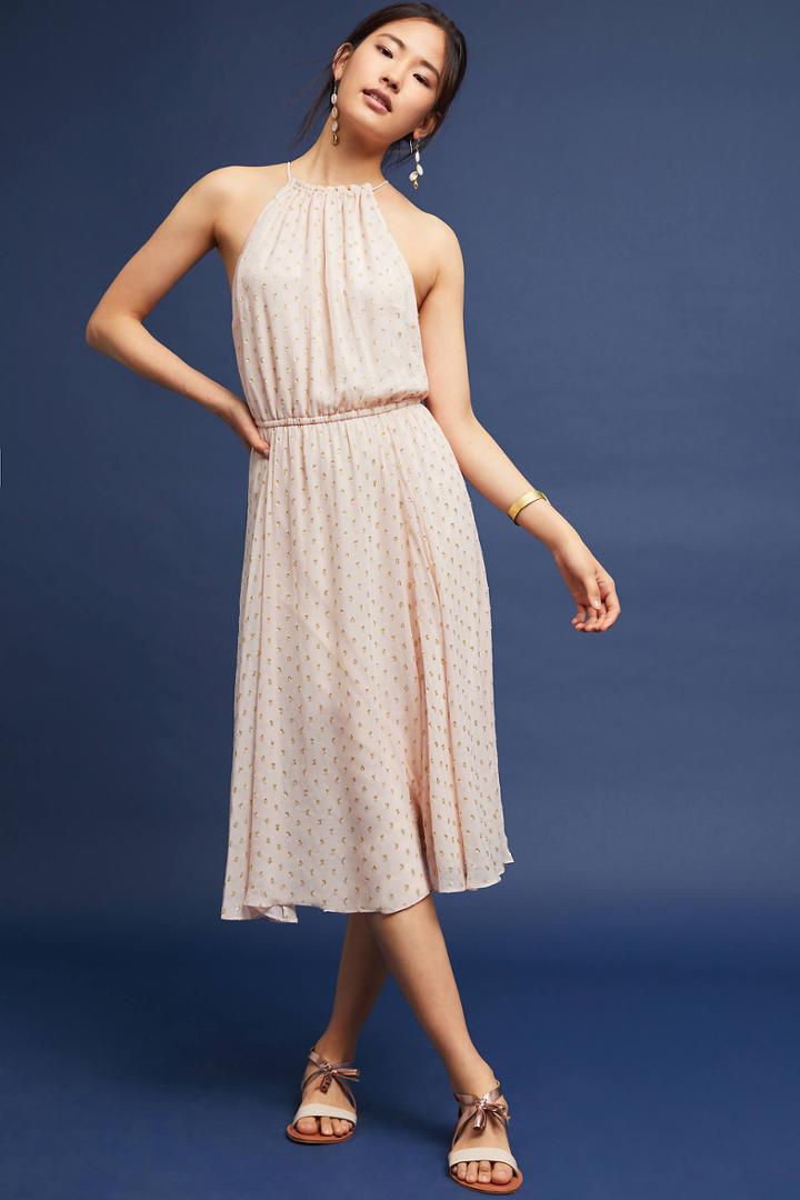 Plenty By Tracy Reese Blushed Metallic Halter Dress