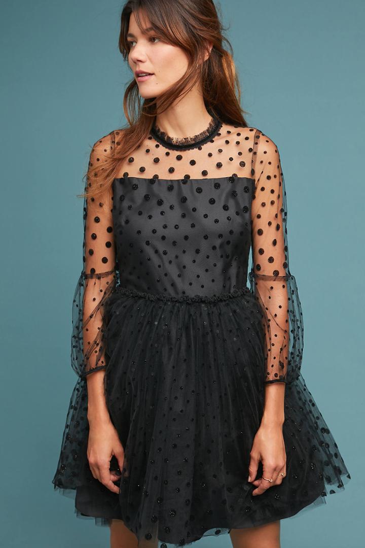 Shoshanna Velvet Polka Dot Dress