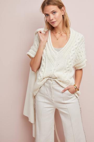 Handknit & Heartfelt By Anthropologie Frosty Cable-knit Pullover
