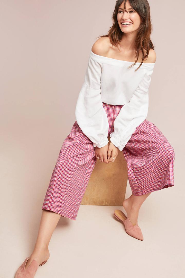 Misa Matos Plaid Cropped Wide-leg Pants