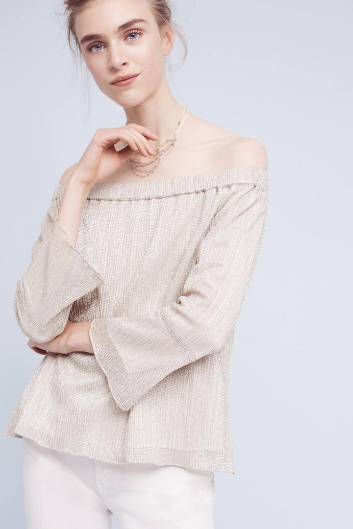 Waverly Grey Metallic Off-the-shoulder Top