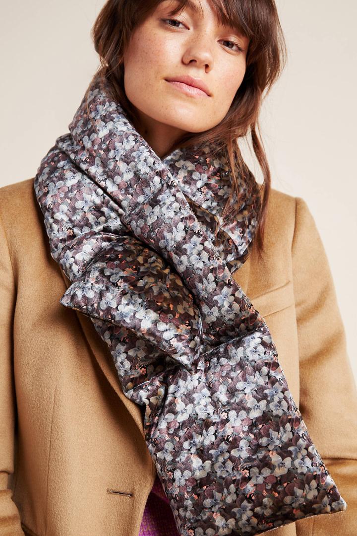 Anthropologie Garnet Velvet Puffer Scarf