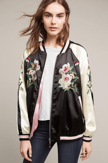 On The Road Embroidered Floral Bomber