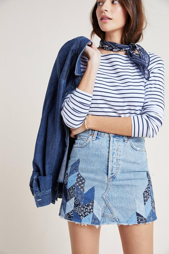Citizens Of Humanity Astrid Patchwork Denim Mini Skirt