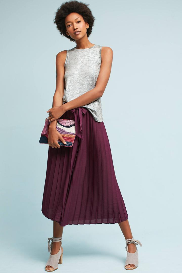 Featherbone Pleated Cropped Wide-legs