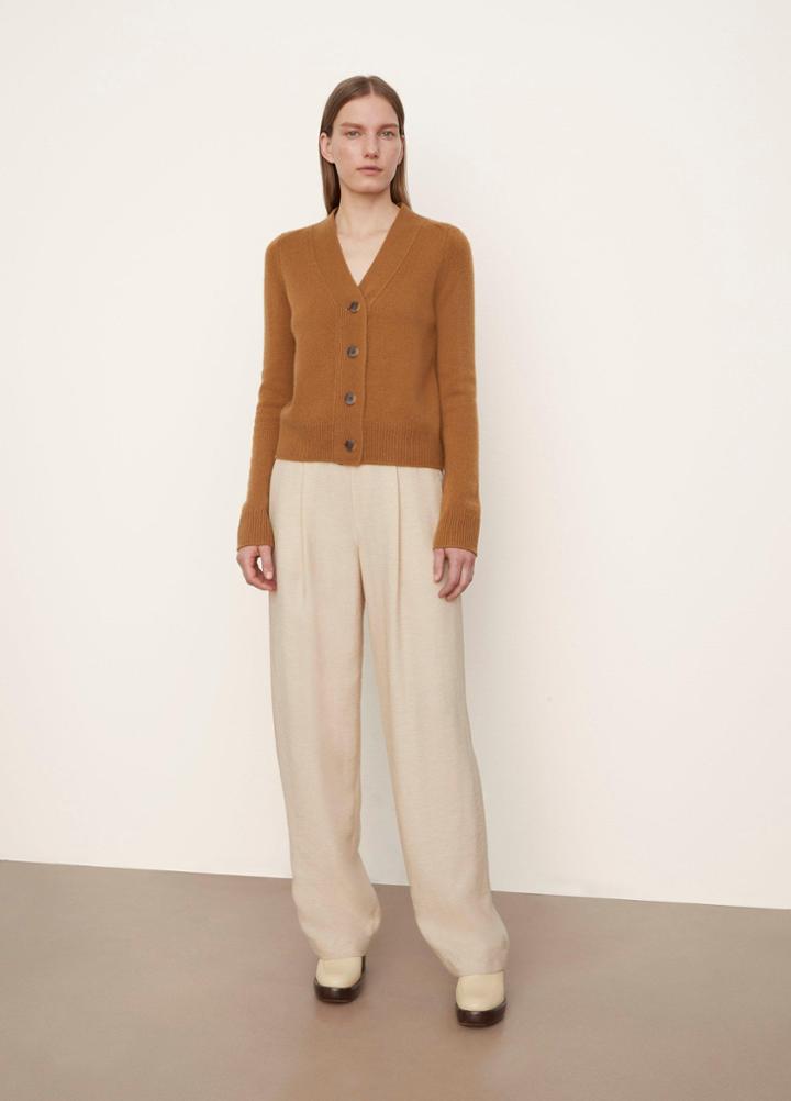 Vince Textured Cashmere Shrunken Button Cardigan