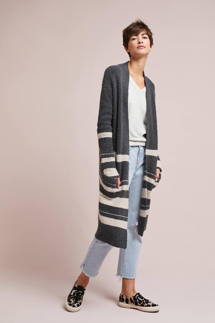 Velvet By Graham & Spencer Striped Boucle Cardigan