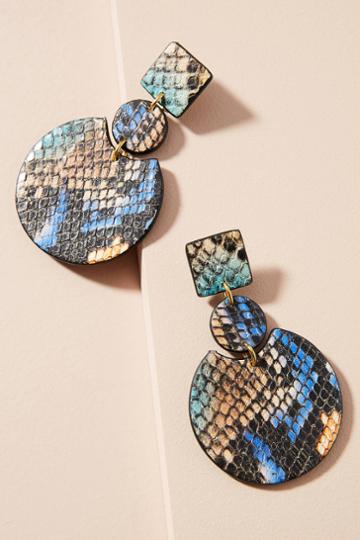 Nora Lozza Snake-printed Leather Drop Earrings