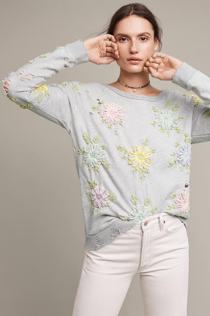 Artisan De Luxe Embroidered Gerbera Sweatshirt