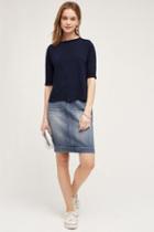 Level 99 Distressed Denim Skirt Dark Denim