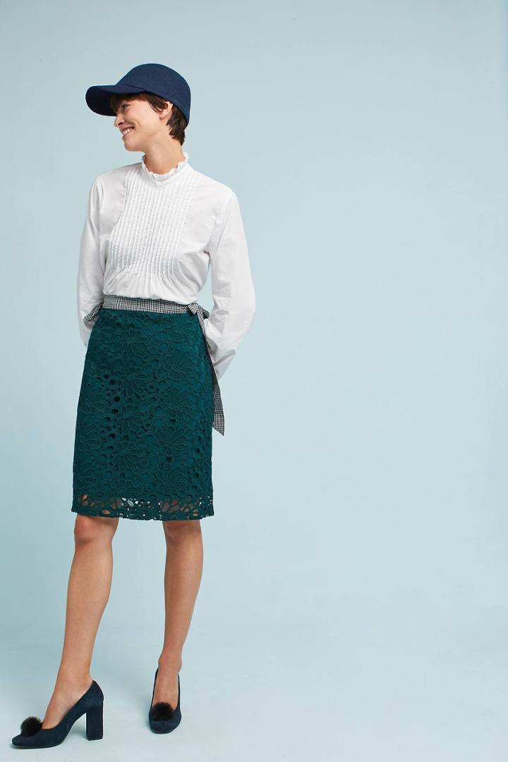 English Factory Gingham & Lace Skirt