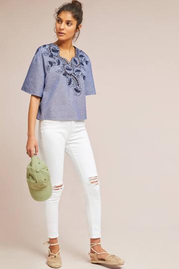 Thekorner Embroidered Denim Blouse
