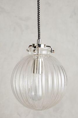 Anthropologie Fluted Glass Globe Pendant