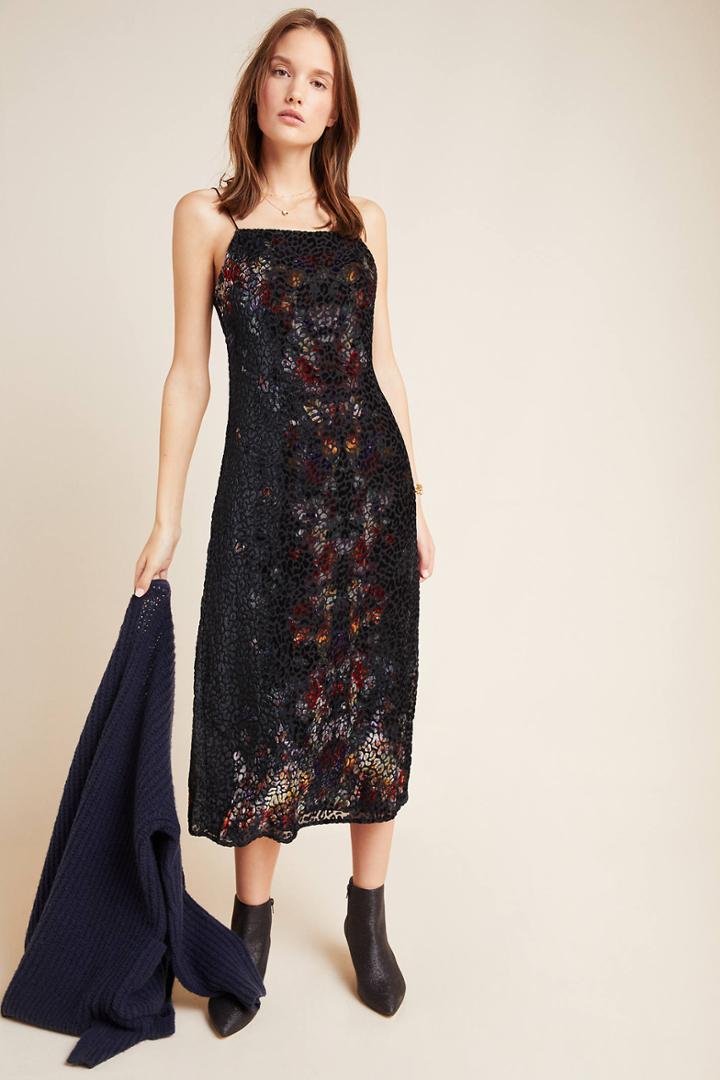 Kachel Talia Burnout Velvet Slip Dress