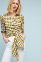 Whit Gingham Wrapped Blouse