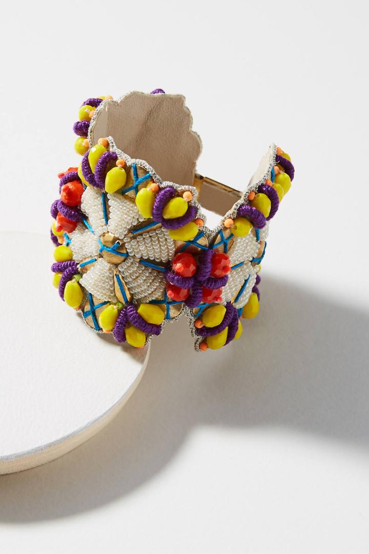 Anthropologie Beaded Medallion Bracelet