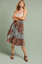 Anthropologie Rosie Embroidered Tulle Skirt