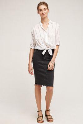 Mother Frayed Pencil Skirt Black