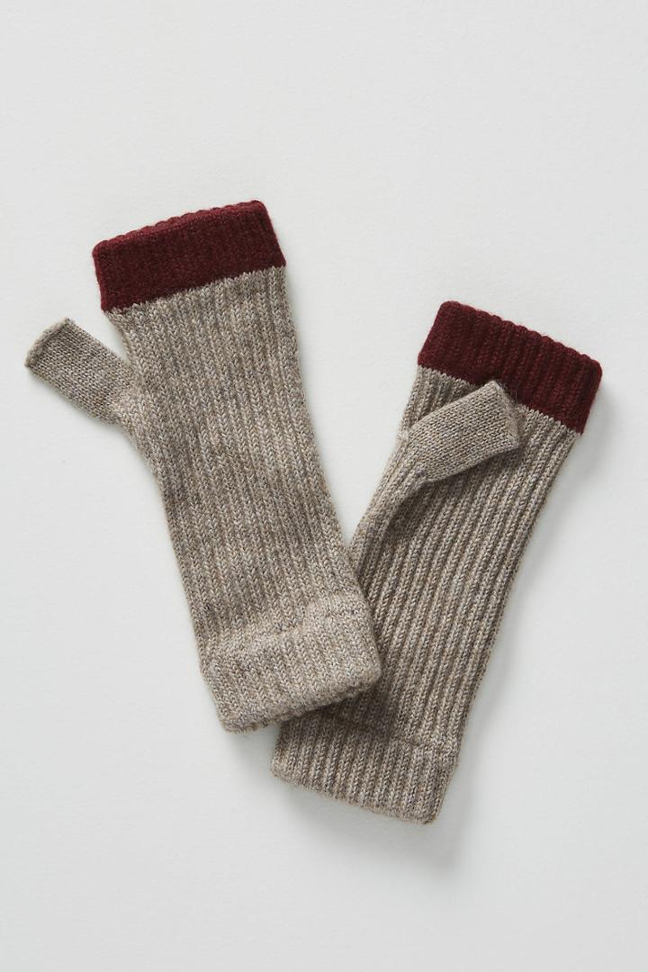 Anthropologie Ribbed Cashmere Fingerless Gloves