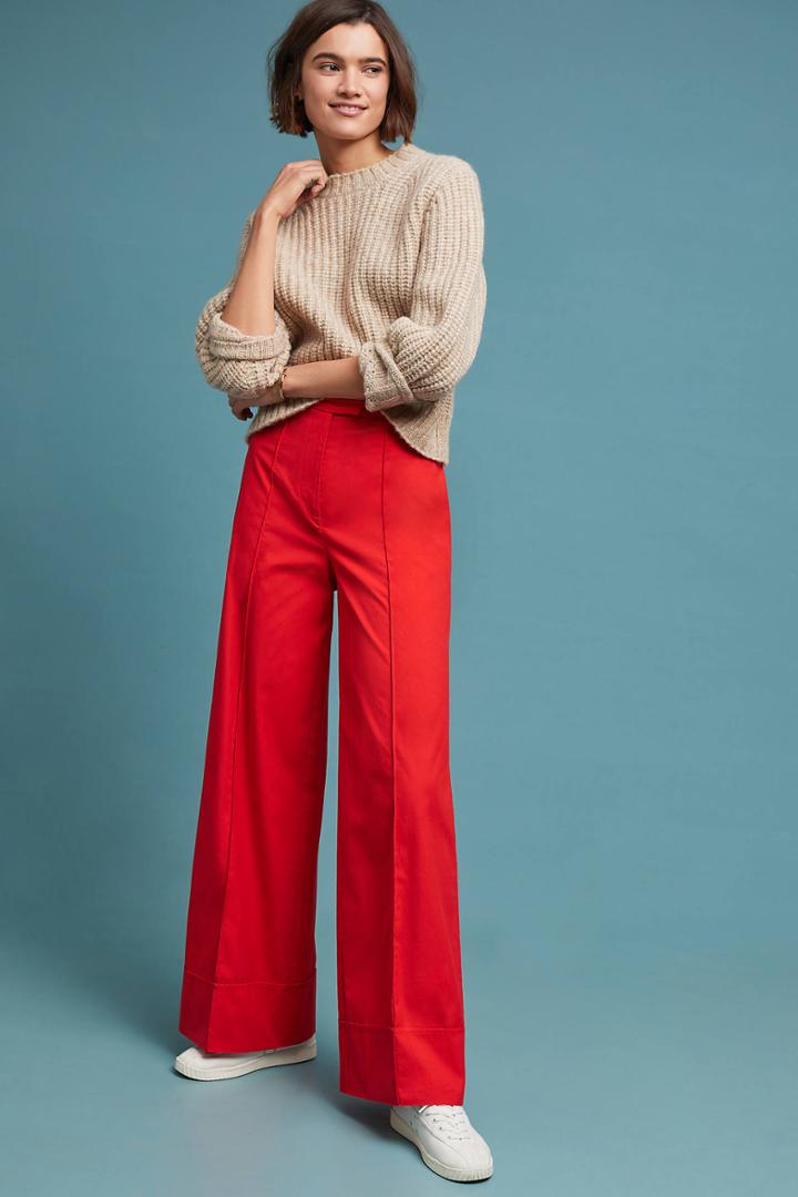 Anthropologie Poplin Wide-leg Pants