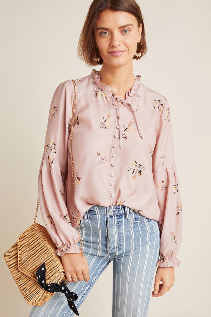 Dolan Left Coast Antonia Floral Silk Blouse