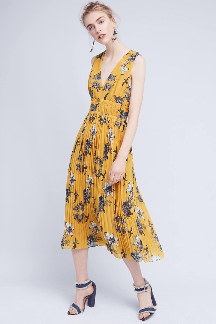 Carolina K Golden Silk Midi Dress