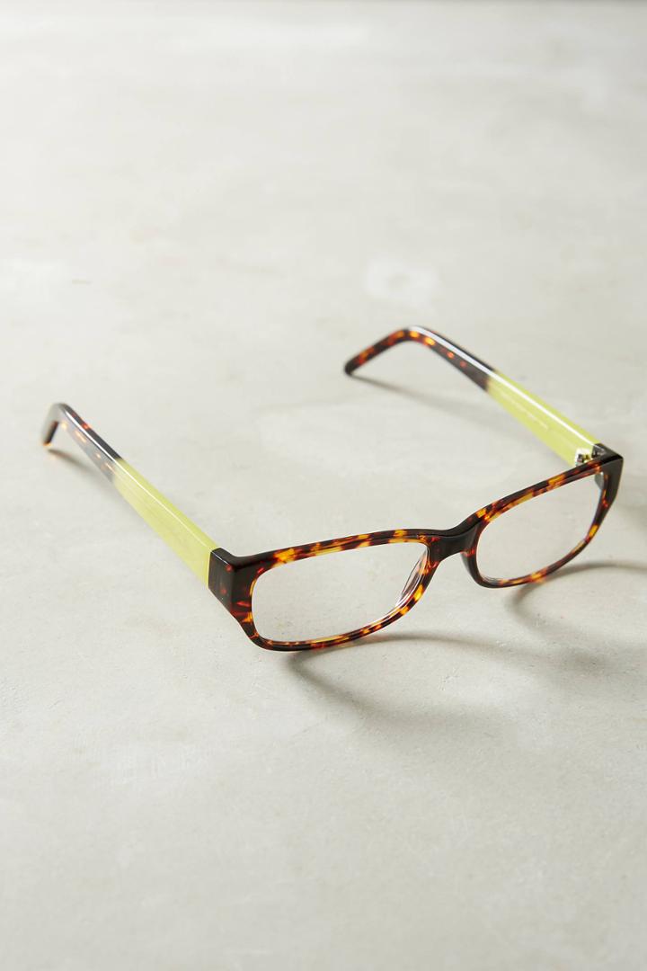 Anthropologie Lime Tortoise Reading Glasses