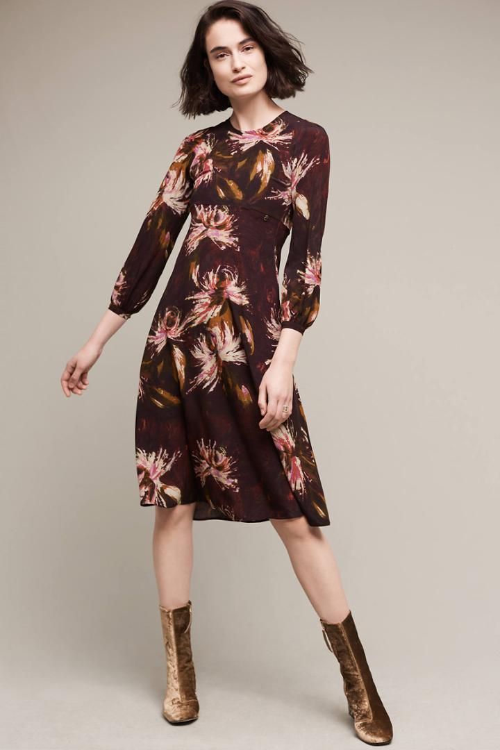 Ottod'ame Painted Floral Midi Dress