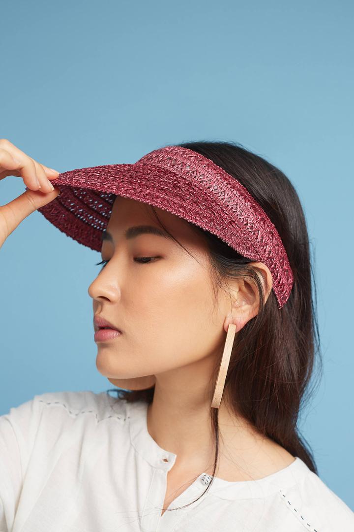 Anthropologie Shimmered Straw Visor