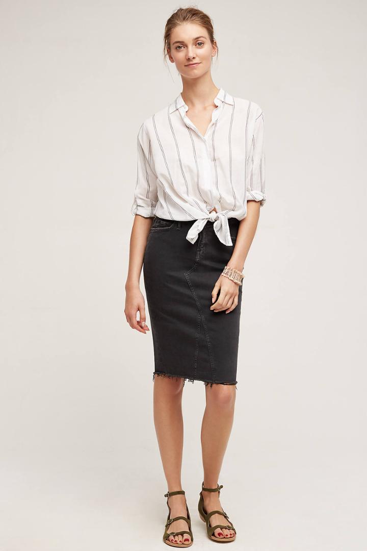 Mother Frayed Pencil Skirt