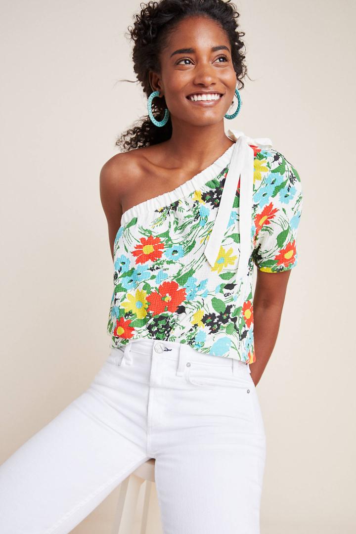 Porridge Larsa Floral One-shoulder Top