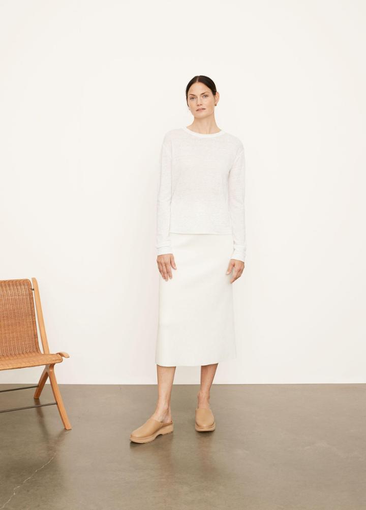 Vince Linen Long Sleeve Pullover Tee