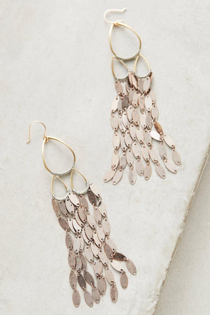 Anthropologie Oval-fringe Drop Earrings
