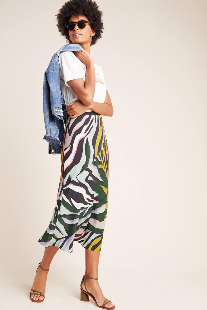 Corey Lynn Calter Zebra Bias Midi Skirt
